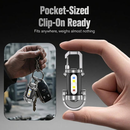 Portable Rechargeable High Brightness Keychain Flashlight, Waterproof Mini LED Emergency Torch for Outdoor Camping Night Walking