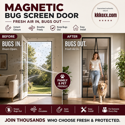 🦟 Easy Install Anti-Mosquito Door Curtain with Magnetic Closure Keeps Insects Out and Fresh Air In Effortlessly