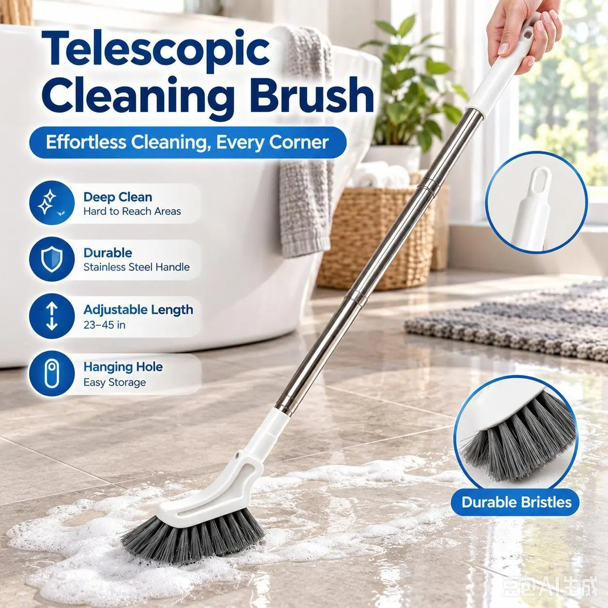 💕Buy 1 Get 1 Free🔥Long-Handle Corner Scrub Brush – Reach Tight Spaces Easily