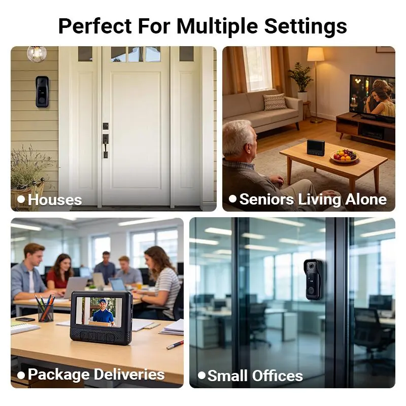 🔥Tired of Porch Pirates Stealing Your Packages? 4.3" Screen Wireless Video Doorbell with HD Infrared Night Vision & Two-Way Intercom