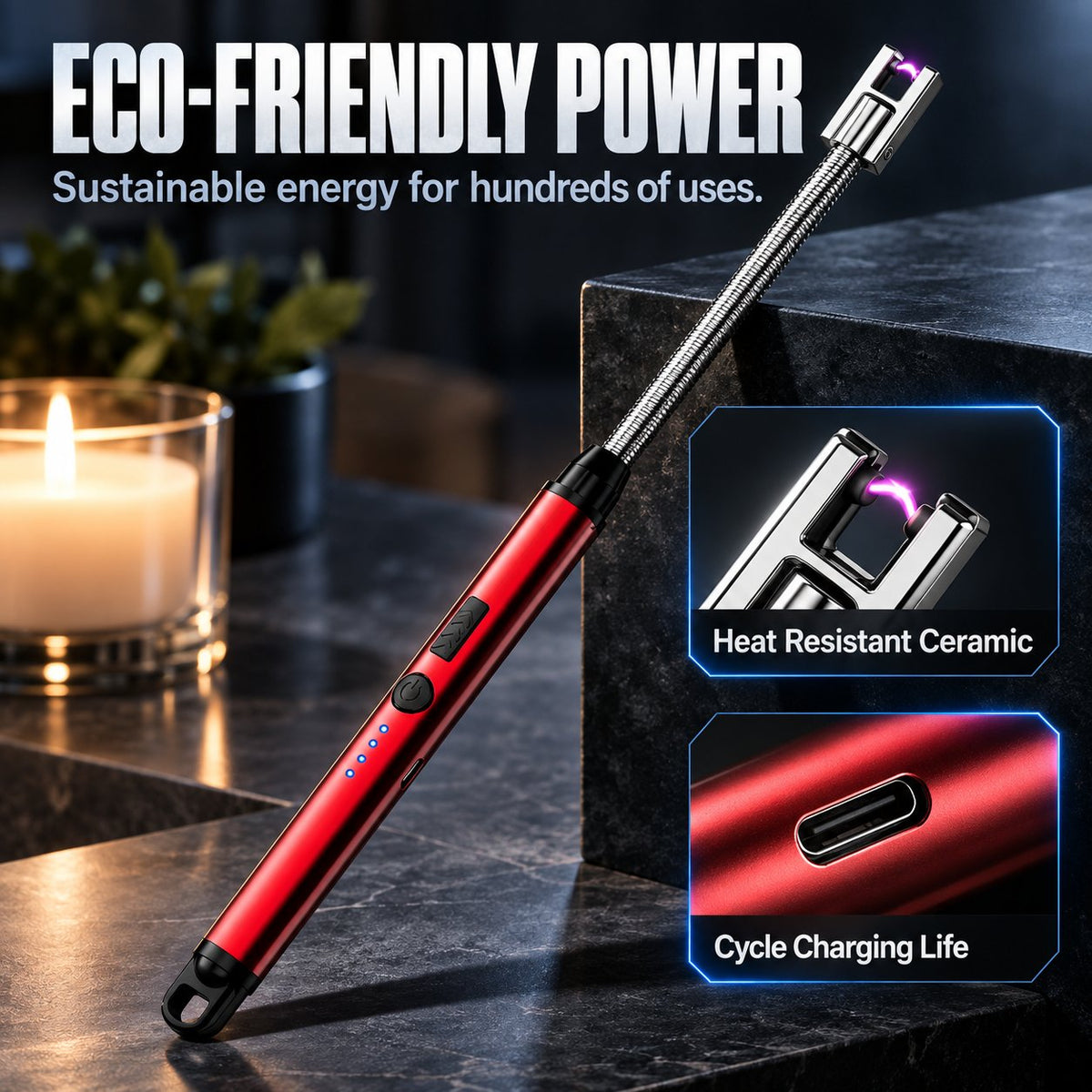 🔥Buy 1 Get 1 Free🔥360 Degree Flexible Arc Lighter Windproof Rechargeable Electric Lighter With LED Battery Indicator