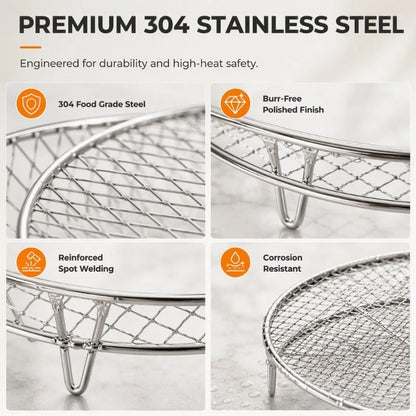 🔥Air Fryer Must-Have! 304 Stainless Steel Grill & Oil Drain Rack