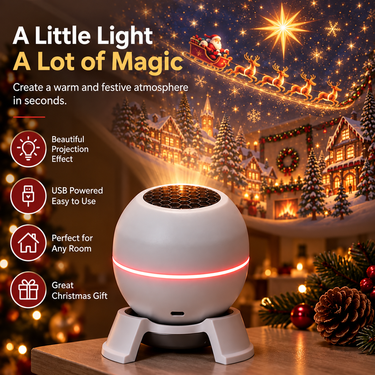 ✨ Over 50,000 sold this month: Christmas Wonderland Projection Light — Fill your home with holiday magic 🎄