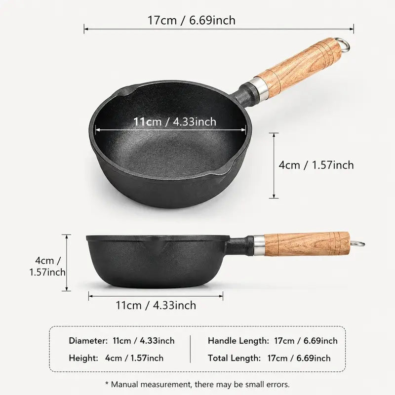 🍳 4.3-Inch Pre-Seasoned Cast Iron Mini Saucepan