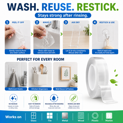🥳2026 Best-Seller: Buy One, Get One Free!🥳💞 Nano Strong Adhesive Tape ⭐ Washable & Reusable 🔄