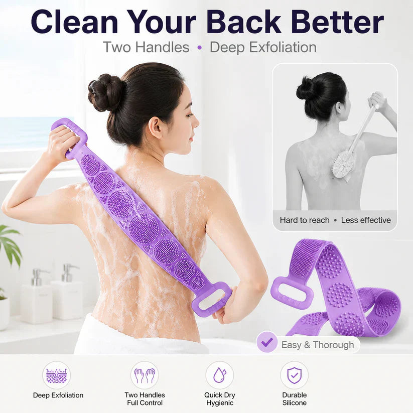 🛁Double-Sided Silicone Back Scrubber for Deep Exfoliating & Full Body Cleansing