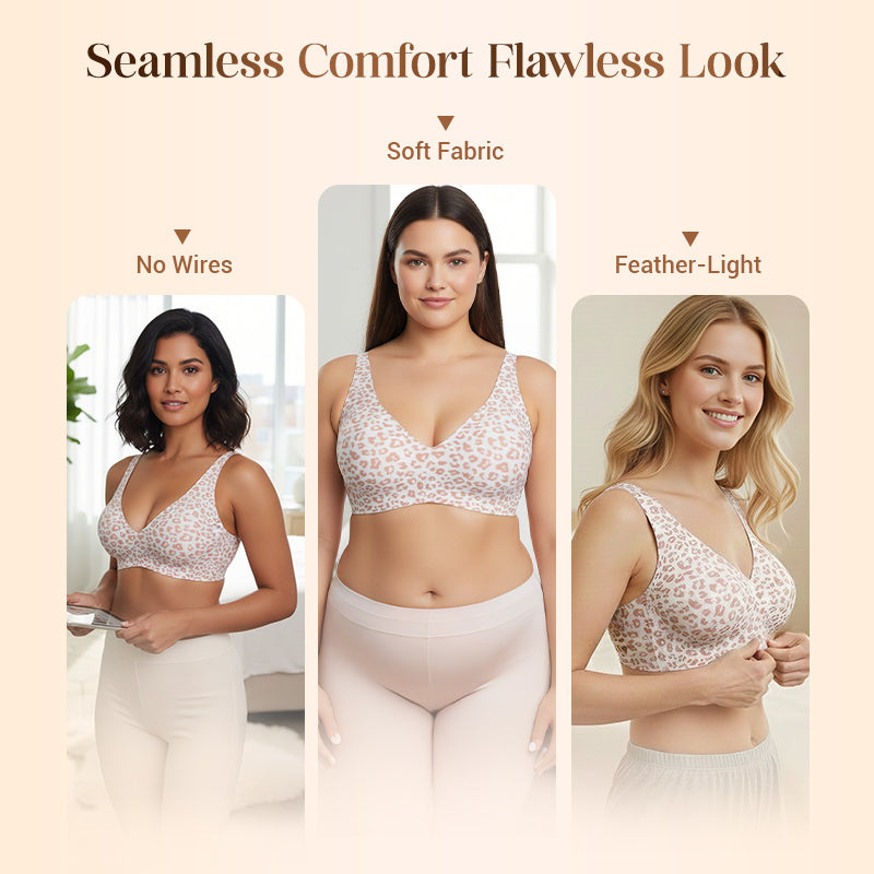 🏆 Last Day Special Price ! 💐Jelly Wireless Womens Comfortable Wireless Bras Push Up Bralettes Seamless Tshirts Bras Deep V Everyday Bras