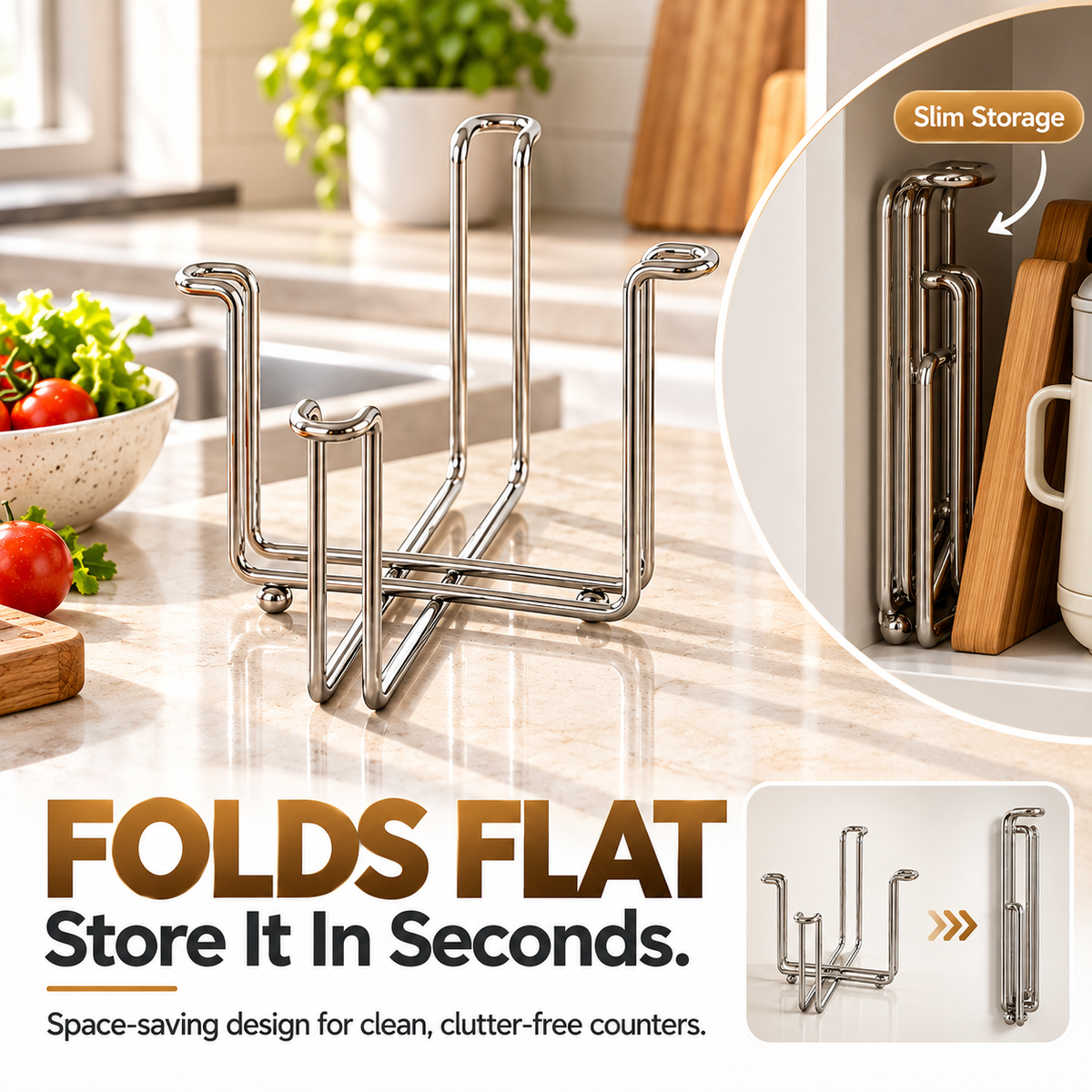Buy 1 get 1 free✨ The Ultimate Foldable 304 Stainless Steel Trash Bag Holder