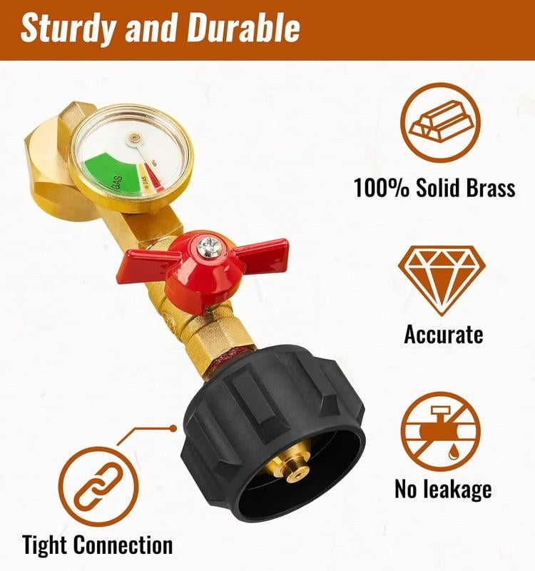 🔥 Top 90° Elbow Propane Refill Adapter With Pressure Gauge