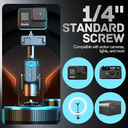 📱Auto Face Tracking Phone Holder, Gesture Control 3-Axis Gimbal Stabilizer, Smart Auto Rotating Phone Stand for Live Streaming, Vlog Shooting & Video Recording