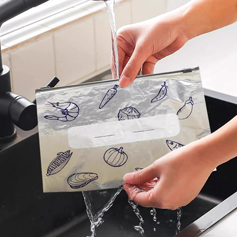 🍲Buy 1 Get 1 Free🥗100 Pieces Reusable Aluminum Foil Storage Bags Keep Food Fresh Protected And Ready To Use