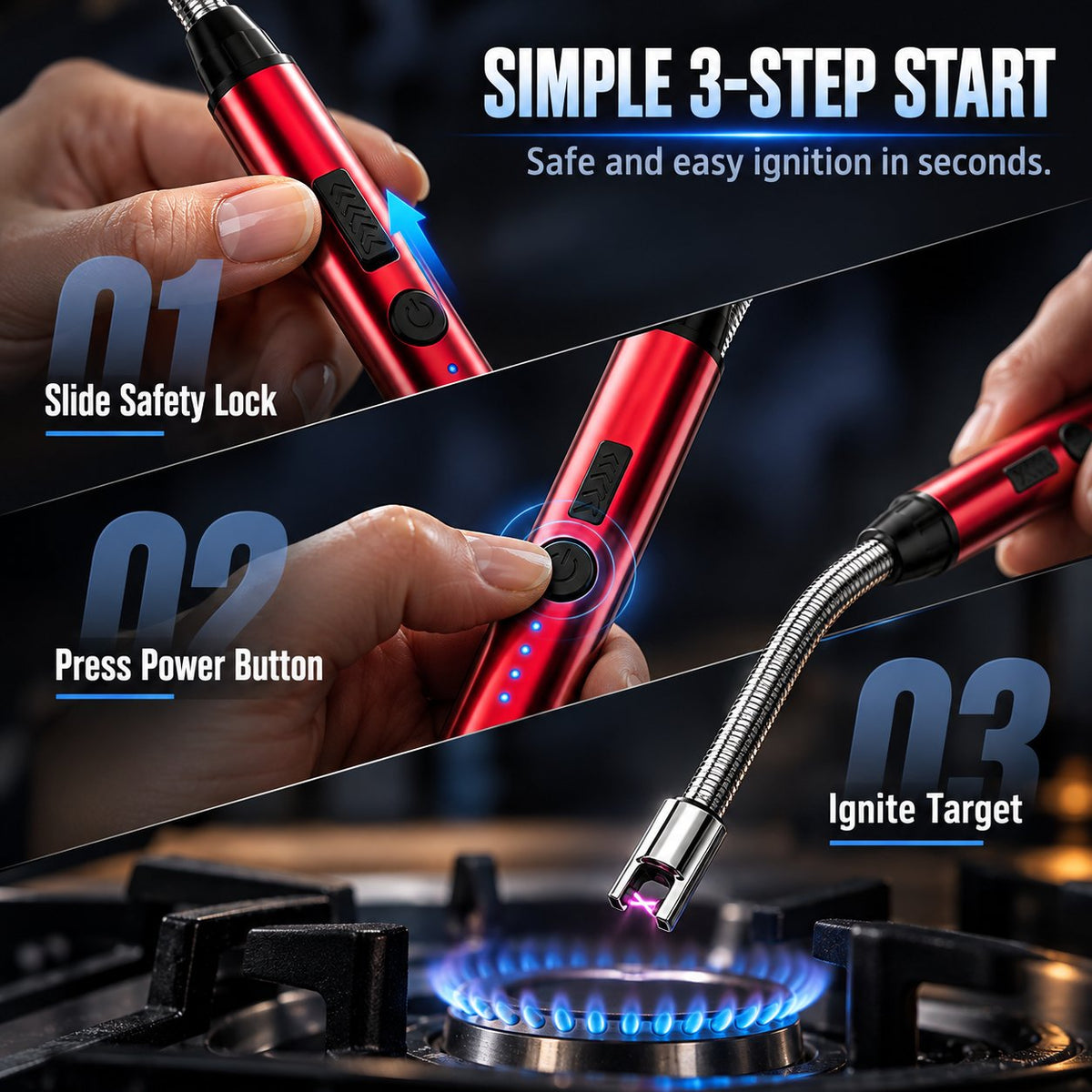 🔥Buy 1 Get 1 Free🔥360 Degree Flexible Arc Lighter Windproof Rechargeable Electric Lighter With LED Battery Indicator