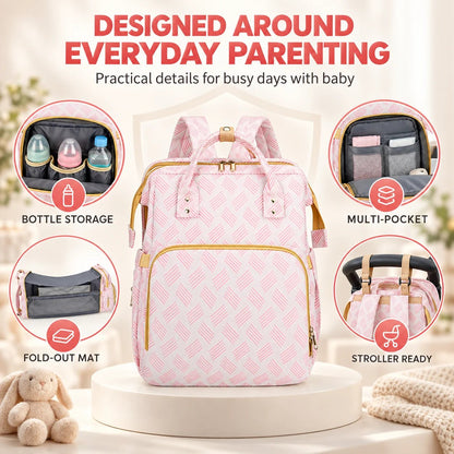 💥50% OFF 🎒🍼3-in-1 Diaper Bag Backpack with Fold-Out Changing Station