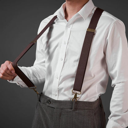 🎁Genuine Leather Suspenders, Heavy Duty Adjustable Real Leather Suspenders, Fashion Accessory Gift For Men