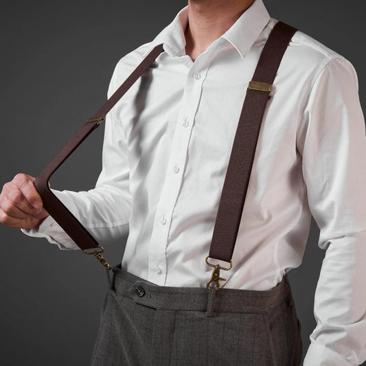 🎁Genuine Leather Suspenders, Heavy Duty Adjustable Real Leather Suspenders, Fashion Accessory Gift For Men