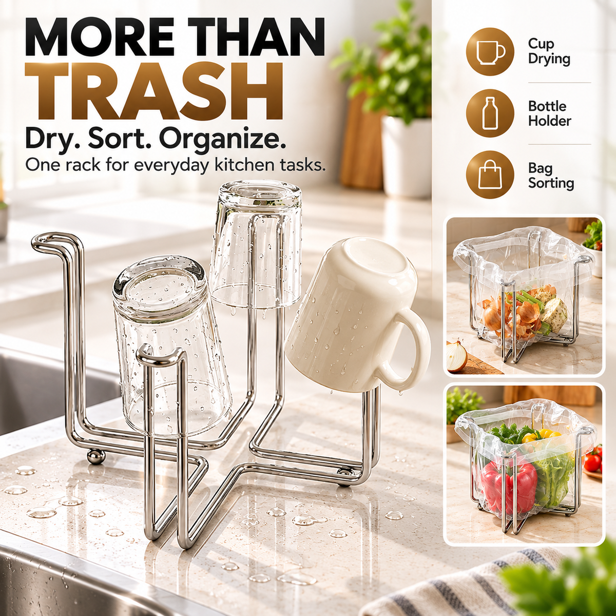 Buy 1 get 1 free✨ The Ultimate Foldable 304 Stainless Steel Trash Bag Holder