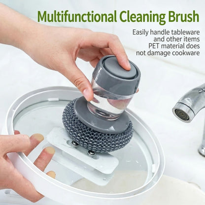💥Buy 1, Get 1 Free  🧼Plastic Auto-Dispense Dish Brush- Multifunctional Pot Scrubber