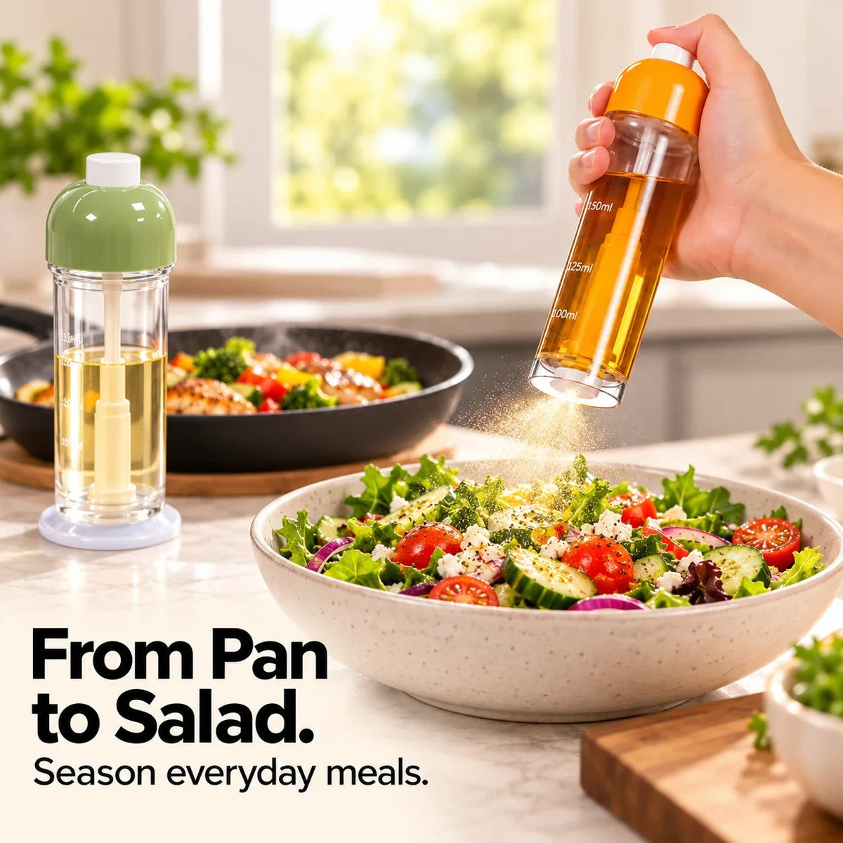 🧴 Buy One, Get One Free 🎁 Pump-Style Kitchen Spray Bottle – Perfect for Oil and Vinegar