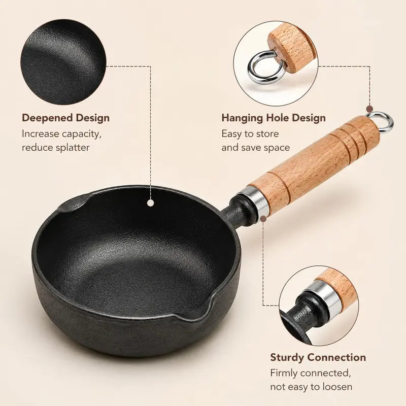 🍳 4.3-Inch Pre-Seasoned Cast Iron Mini Saucepan