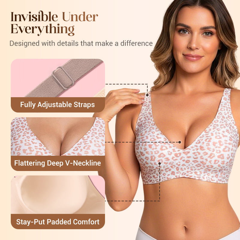 🏆 Last Day Special Price ! 💐Jelly Wireless Womens Comfortable Wireless Bras Push Up Bralettes Seamless Tshirts Bras Deep V Everyday Bras