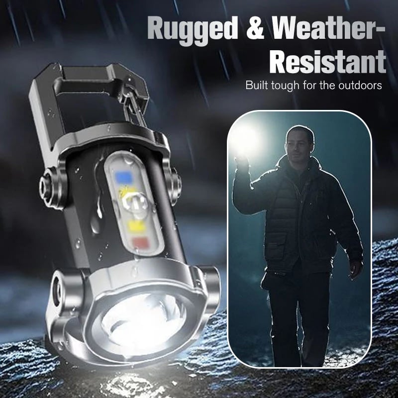 Portable Rechargeable High Brightness Keychain Flashlight, Waterproof Mini LED Emergency Torch for Outdoor Camping Night Walking