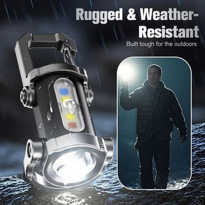 Portable Rechargeable High Brightness Keychain Flashlight, Waterproof Mini LED Emergency Torch for Outdoor Camping Night Walking
