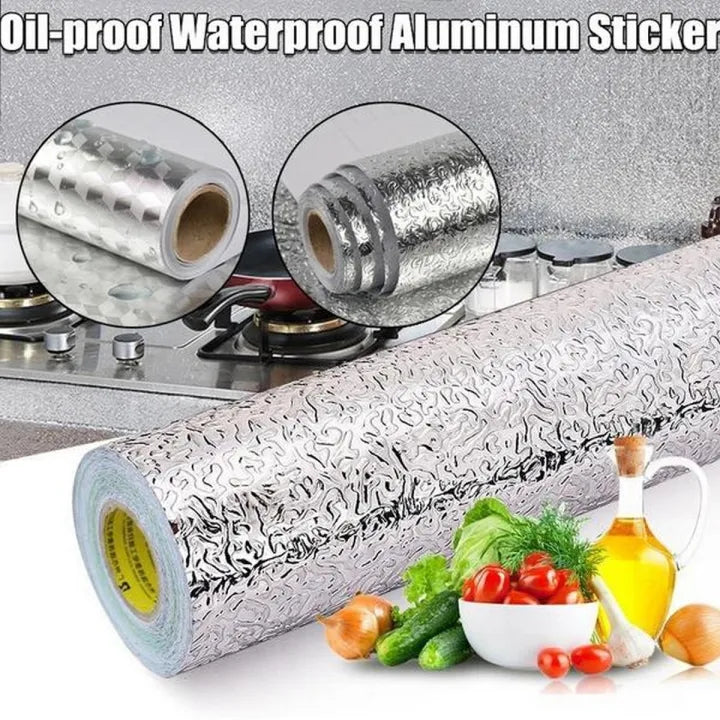 ✨No More Greasy Kitchen Walls – Waterproof Aluminum Foil Peel & Stick Wall Protector
