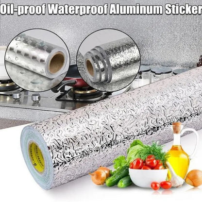 ✨No More Greasy Kitchen Walls – Waterproof Aluminum Foil Peel & Stick Wall Protector