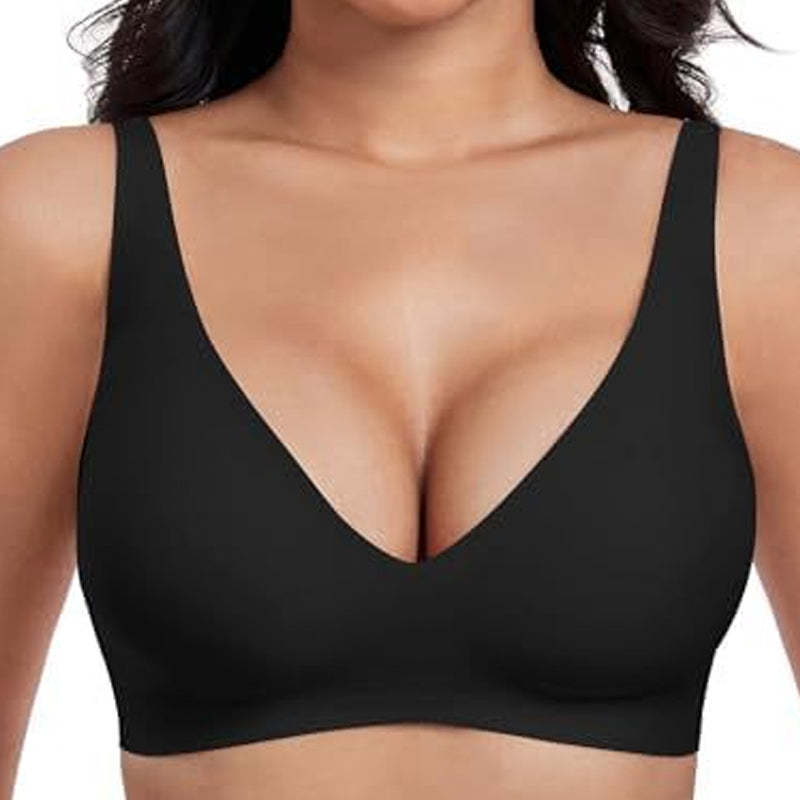 🏆 Last Day Special Price ! 💐Jelly Wireless Womens Comfortable Wireless Bras Push Up Bralettes Seamless Tshirts Bras Deep V Everyday Bras