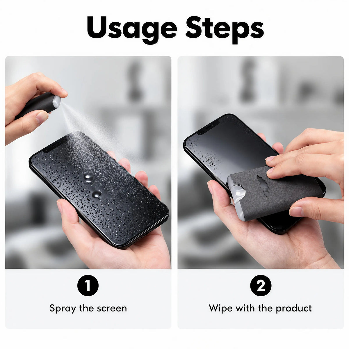 🧼Buy 1 get 1 free-Portable Screen Cleaner Spray with Microfiber Cloth, Nano Streak-Free Cleaning