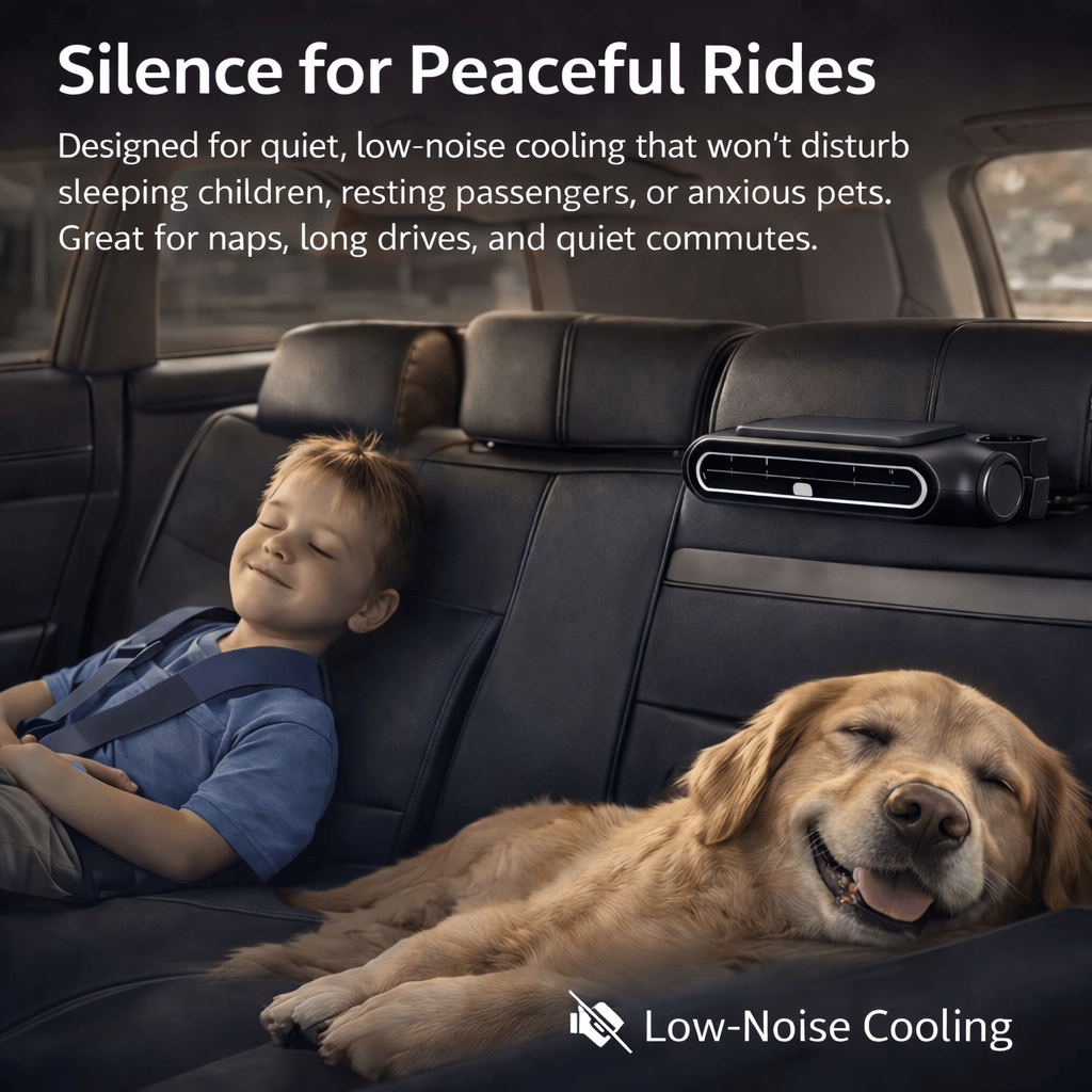 🔥 Wireless Universal Car Seat Cooling Fan for Front & Back Seats, Heat Relief Air Ventilation Cushion Fan Stop Sweaty Sticky Backs on Hot Summer Drives