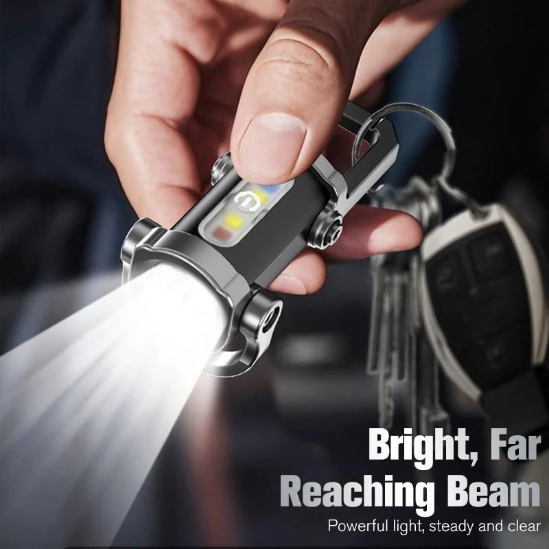Portable Rechargeable High Brightness Keychain Flashlight, Waterproof Mini LED Emergency Torch for Outdoor Camping Night Walking