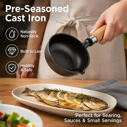🍳 4.3-Inch Pre-Seasoned Cast Iron Mini Saucepan