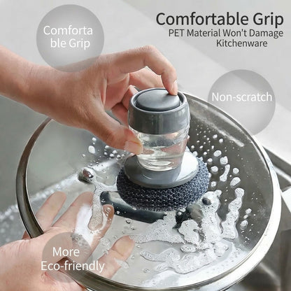 💥Buy 1, Get 1 Free  🧼Plastic Auto-Dispense Dish Brush- Multifunctional Pot Scrubber