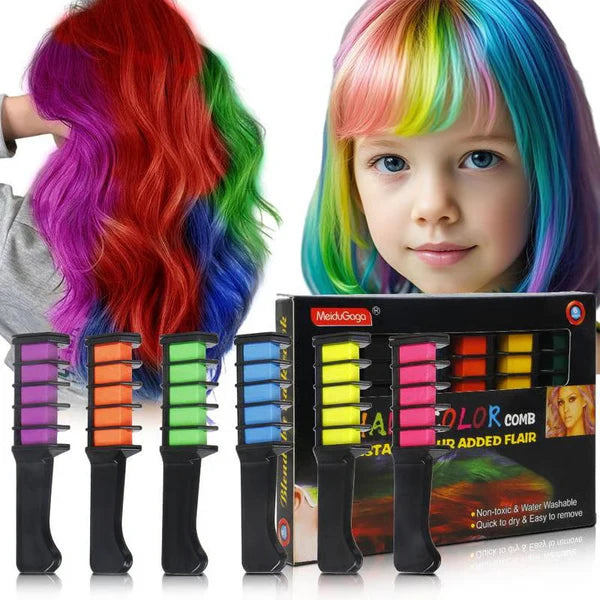 🚨Party Special 10 Color Temporary Hair Chalk Comb, Washable Disposable Vibrant Hair Dye Stick Amazon Supply For Halloween Cosplay Birthday