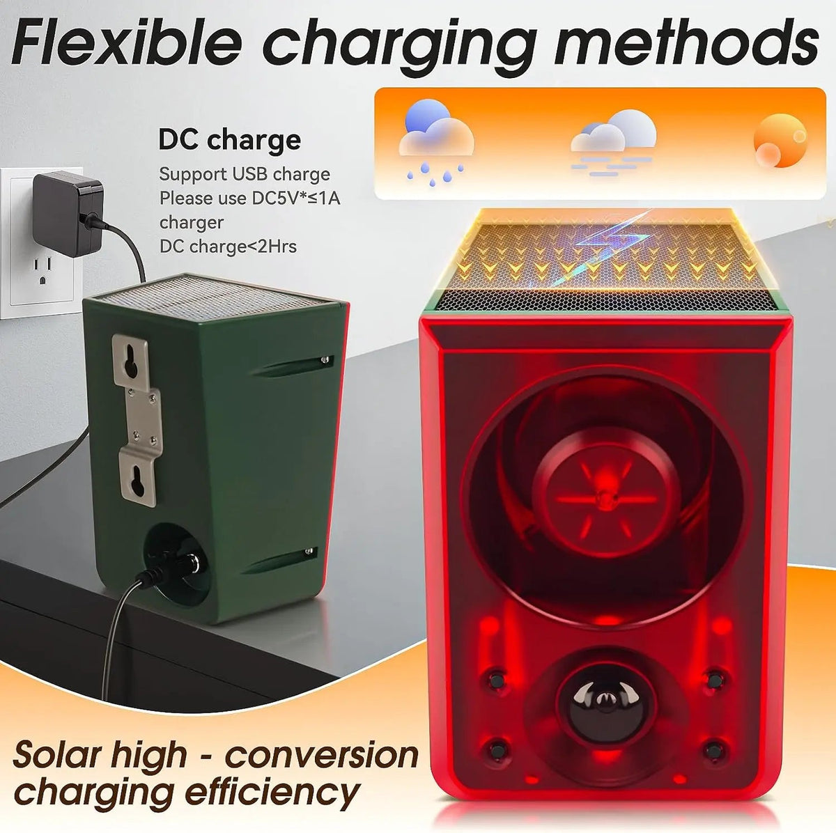 📢 Last Day Sale 50% OFF💥Solar Outdoor Motion SensorAlarm - Dog Barking & GunshotSound, Support Recording andVolume Adjustment