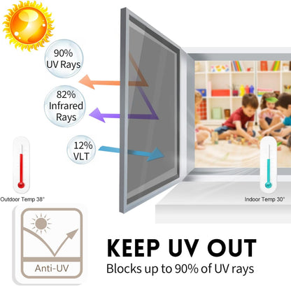 🏠One Way Window Privacy Film Heat Control UV Blocking Mirror Film For Home Privacy And Energy Saving