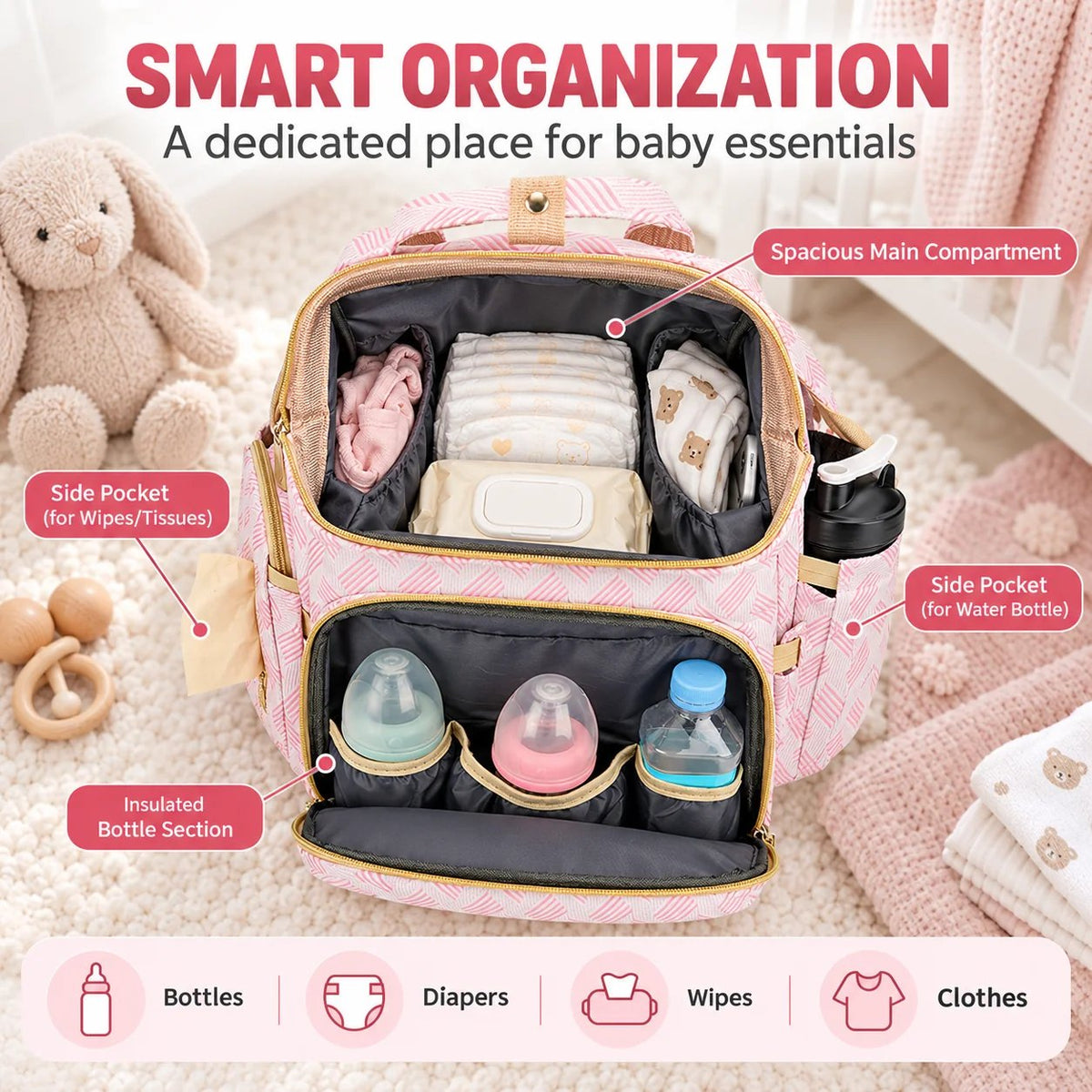 💥50% OFF 🎒🍼3-in-1 Diaper Bag Backpack with Fold-Out Changing Station