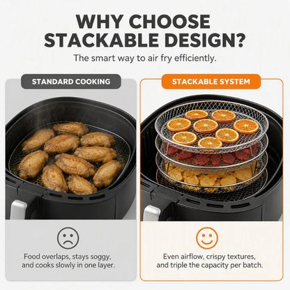 🔥Air Fryer Must-Have! 304 Stainless Steel Grill & Oil Drain Rack