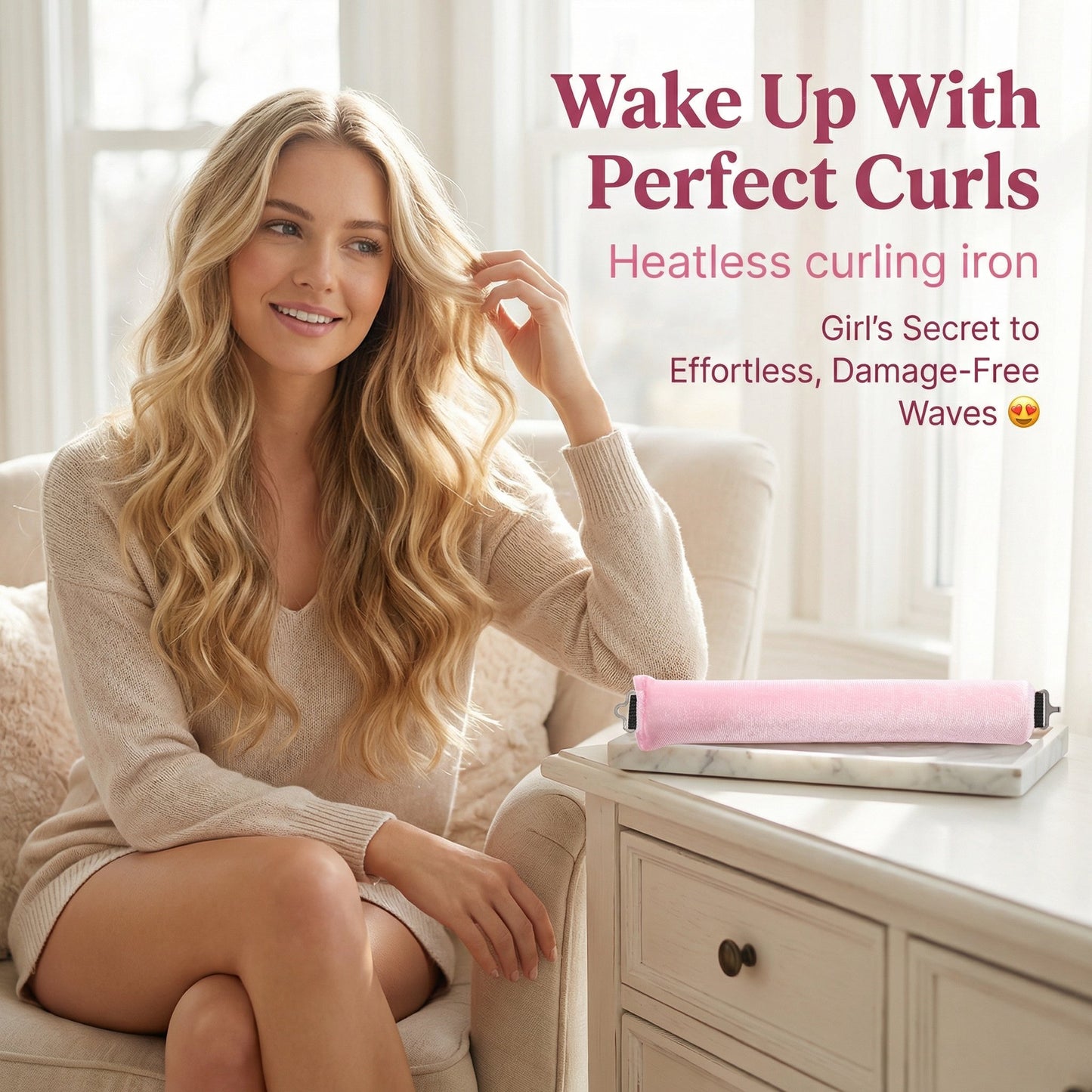 🔥 Heatless Hair Curling Rod, Overnight No-Heat Curls Tool, Get Perfect Natural Wavy Hair While Sleeping No Heat Damage Hair Styling Roller