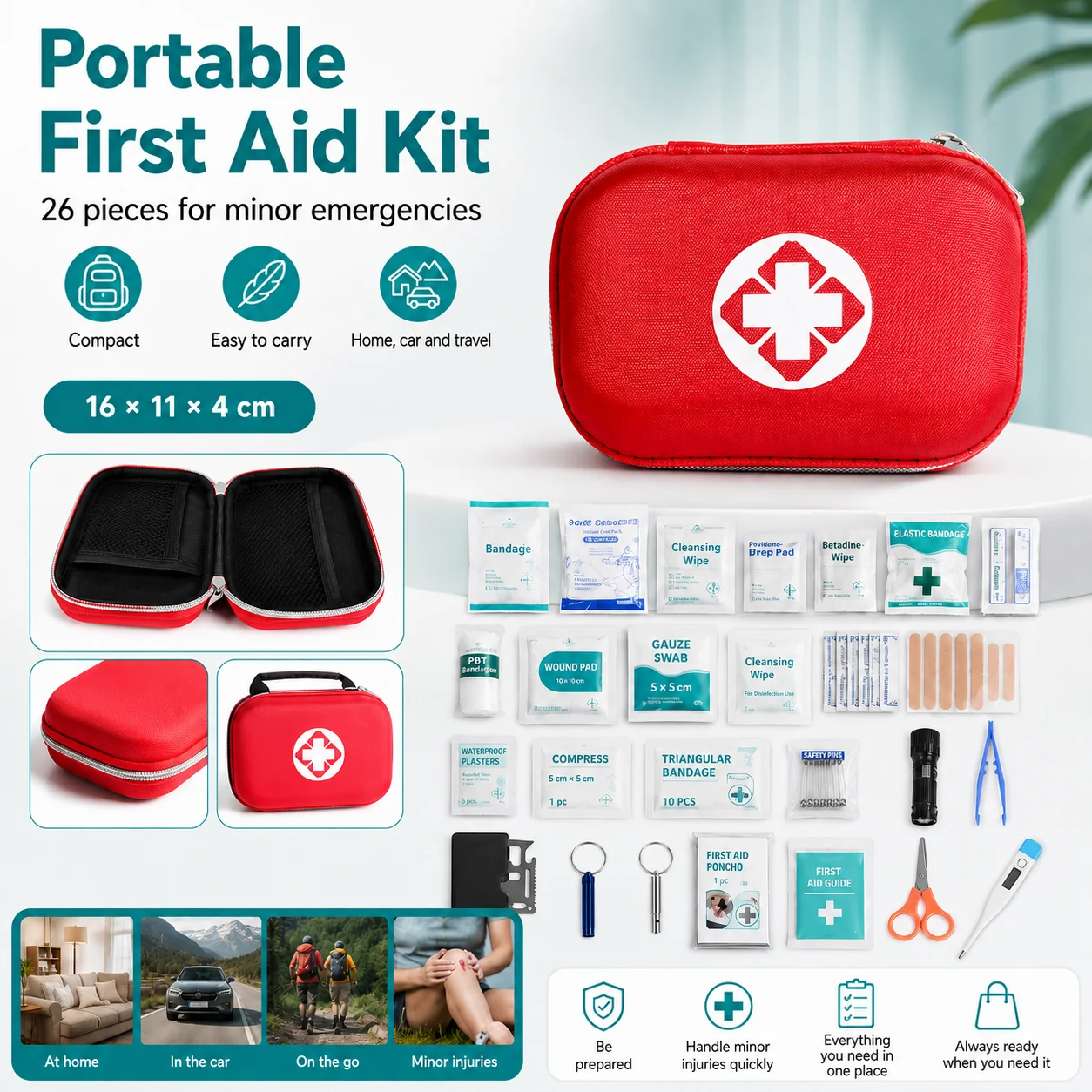 🔥26-Piece Portable First Aid Kit – Be Prepared for Every Emergency