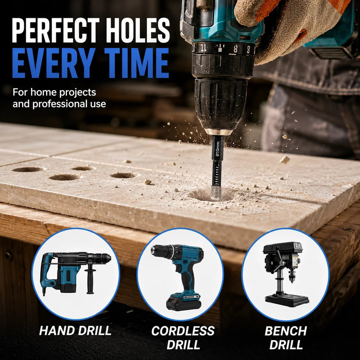 🔥50% OFF-6 Pcs Brazed Diamond Drill Set, Bits for Precision Drilling in Tile Ceramic Glass Granite Marble Masonry