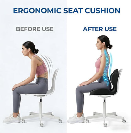 🔥Ergonomic Memory Foam Seat Cushion For Back Pain Relief And All Day Sitting Comfort