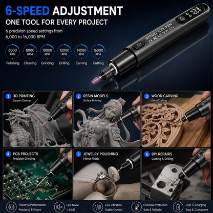 🔥Mini Rotary Tool Kit That Handles Engraving Grinding Cutting & Polishing With LED Light And Digital Speed Display