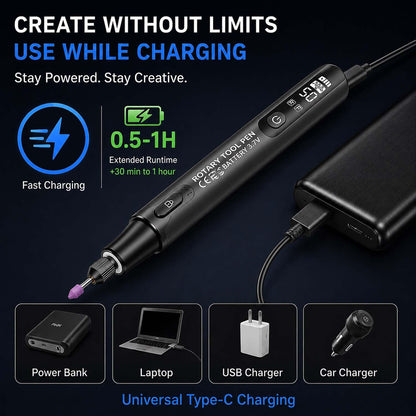 🔥Mini Rotary Tool Kit That Handles Engraving Grinding Cutting & Polishing With LED Light And Digital Speed Display