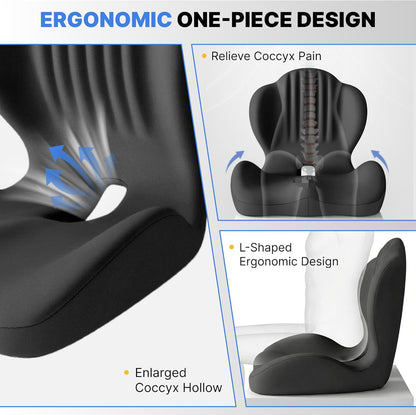 🔥Ergonomic Memory Foam Seat Cushion For Back Pain Relief And All Day Sitting Comfort