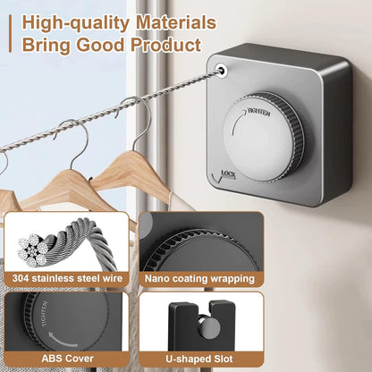 🔥Space-Saving Invisible Wall Mounted Clothesline With Slow Auto Retraction