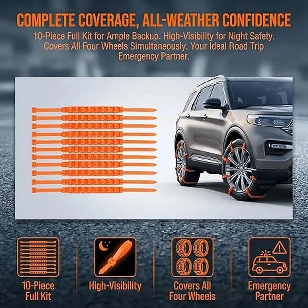 🎉50%OFF✨10/20 Pcs Winter Car Snow Chains Universal Anti-Skid Tire Chain ❄️