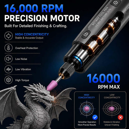 🔥Mini Rotary Tool Kit That Handles Engraving Grinding Cutting & Polishing With LED Light And Digital Speed Display