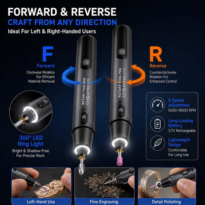 🔥Mini Rotary Tool Kit That Handles Engraving Grinding Cutting & Polishing With LED Light And Digital Speed Display